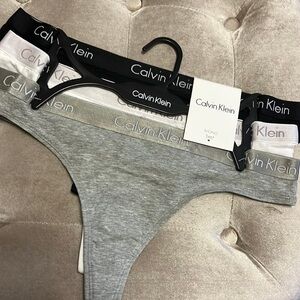 Calvin Klein three pack cotton thong panties, new